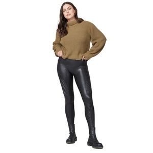 SPANX Black Faux Vegan Leather Moto Leggings Size Small